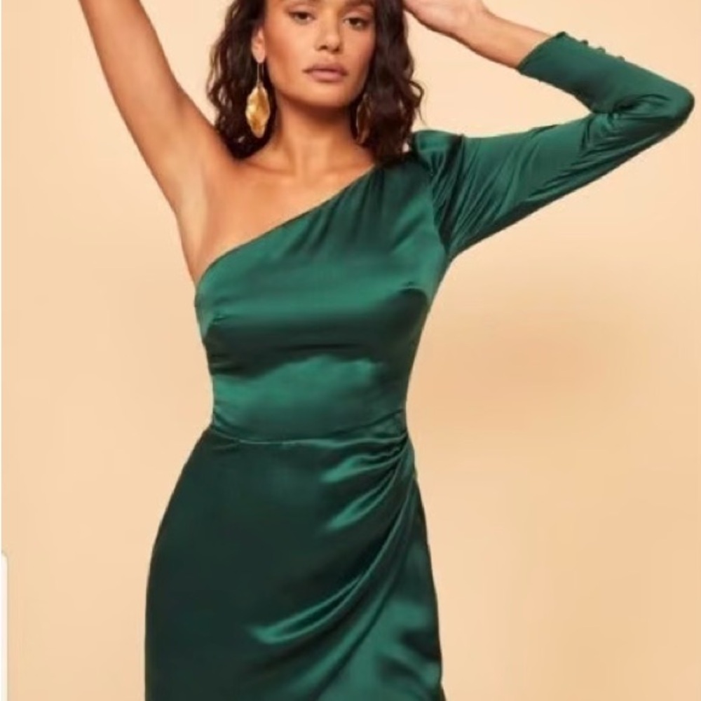 Reformation Hyperion Silk Dress Emerald Green 10